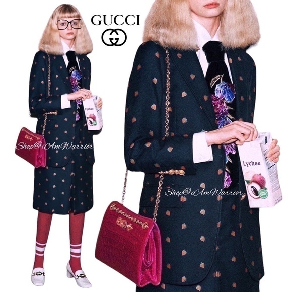 Gucci NWT strawberry print navy gold Fil Coupé blazer *Shop@iamwarrior - Picture 1 of 13